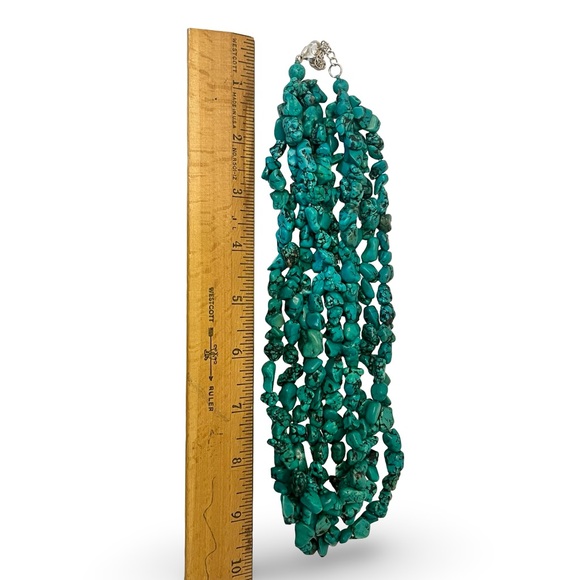Turquoise Bead Multi-Layer Chunky Statement Necklace - Picture 3 of 3